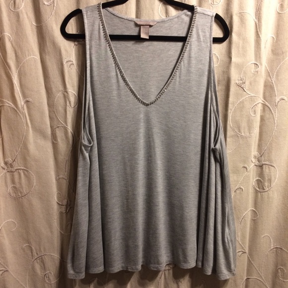 H&M Tops - H&M Rhinestone V-Neck Tank Holiday Sparkle Gray 2X